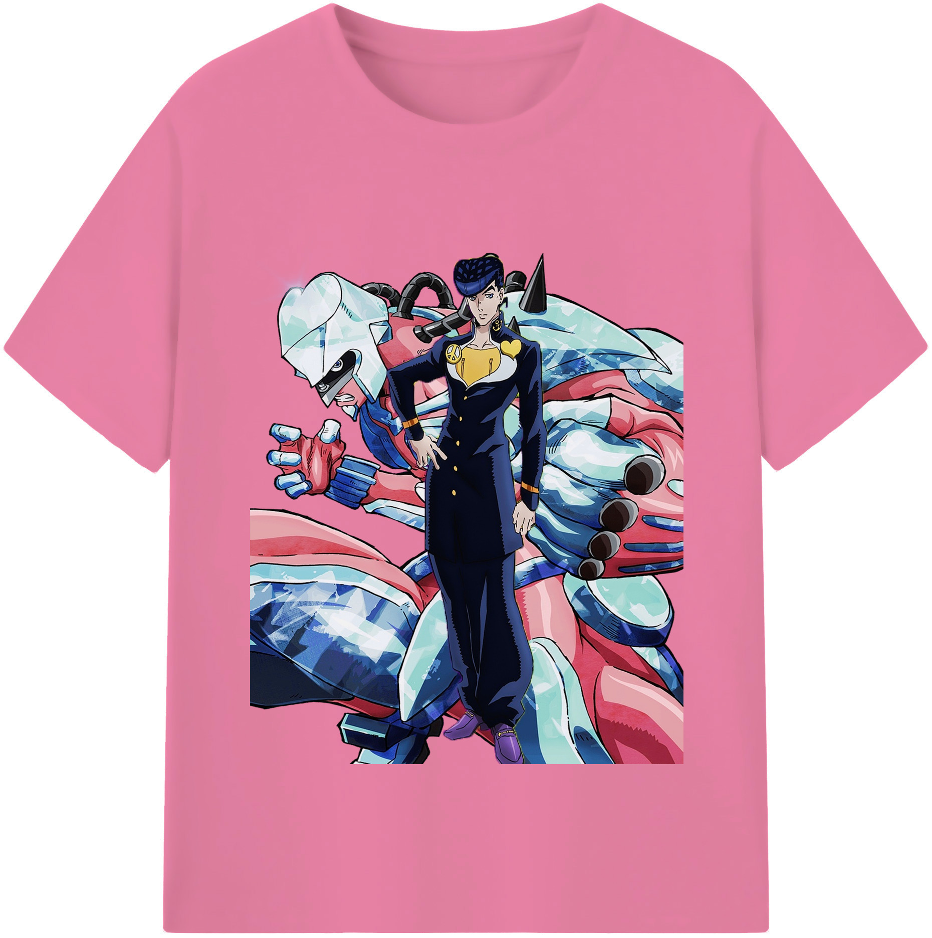 （画像用） ジョジョの奇妙な冒険 ひがしかた じょうすけ JoJo's Bizarre Adventure Higashikata Josuke 綿100％半袖Tシャツ（フロントプリント）
